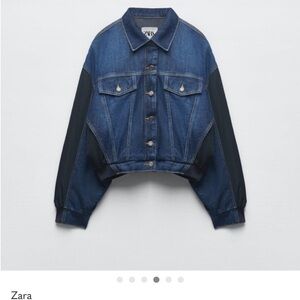 Zara Two-Tone Denim Bomber Jacket